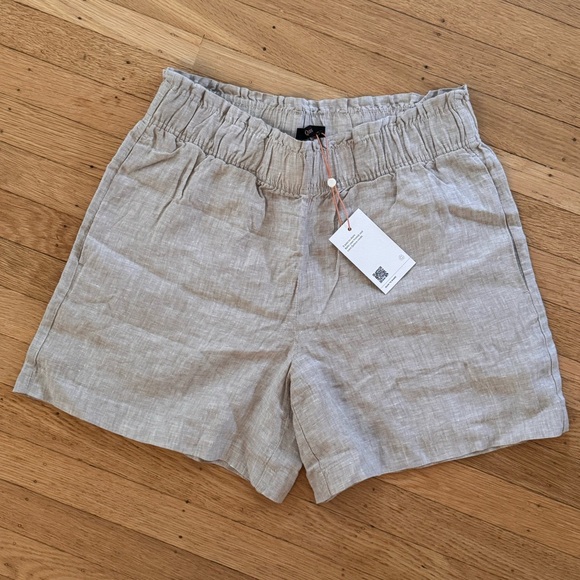 Quince Pants - Quince NWOT 100% Linen High Waist Women Shorts - Light Tan Driftwood